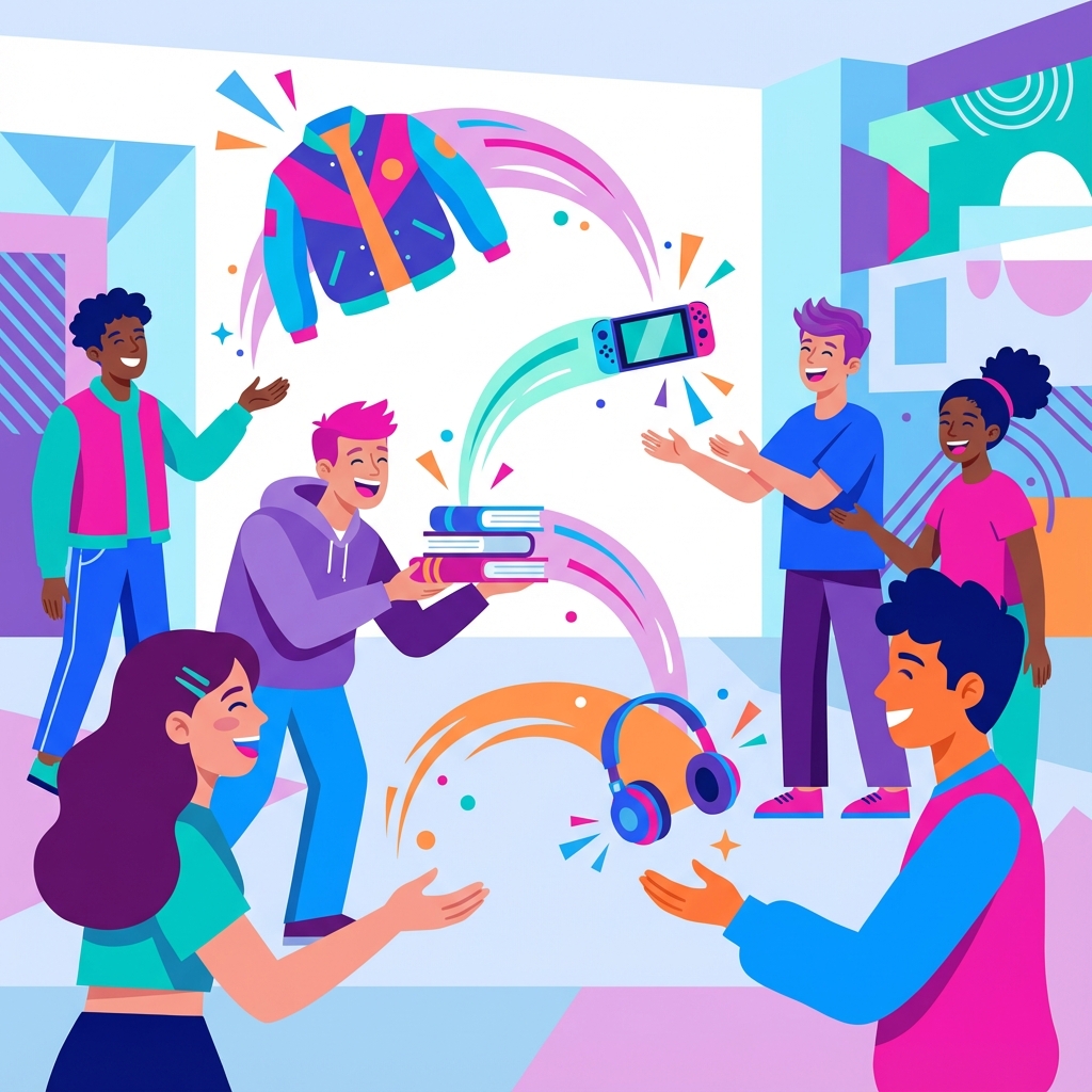 Teens swapping items